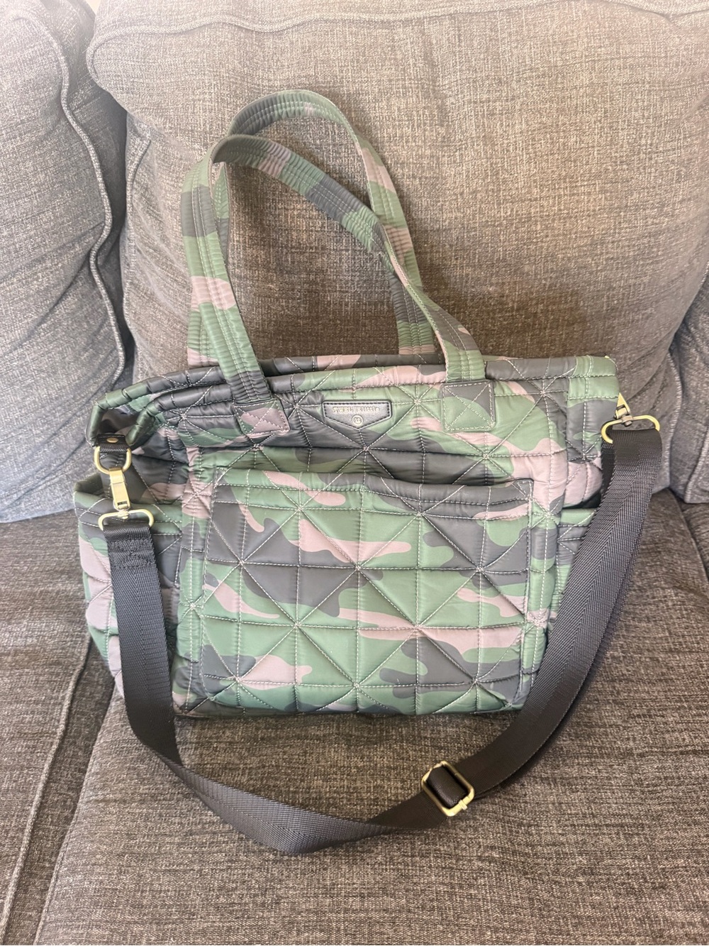 Quilted Camouflage Tote in Green Camo
